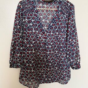 The Limited Navy and Red Circle Pattern Blouse